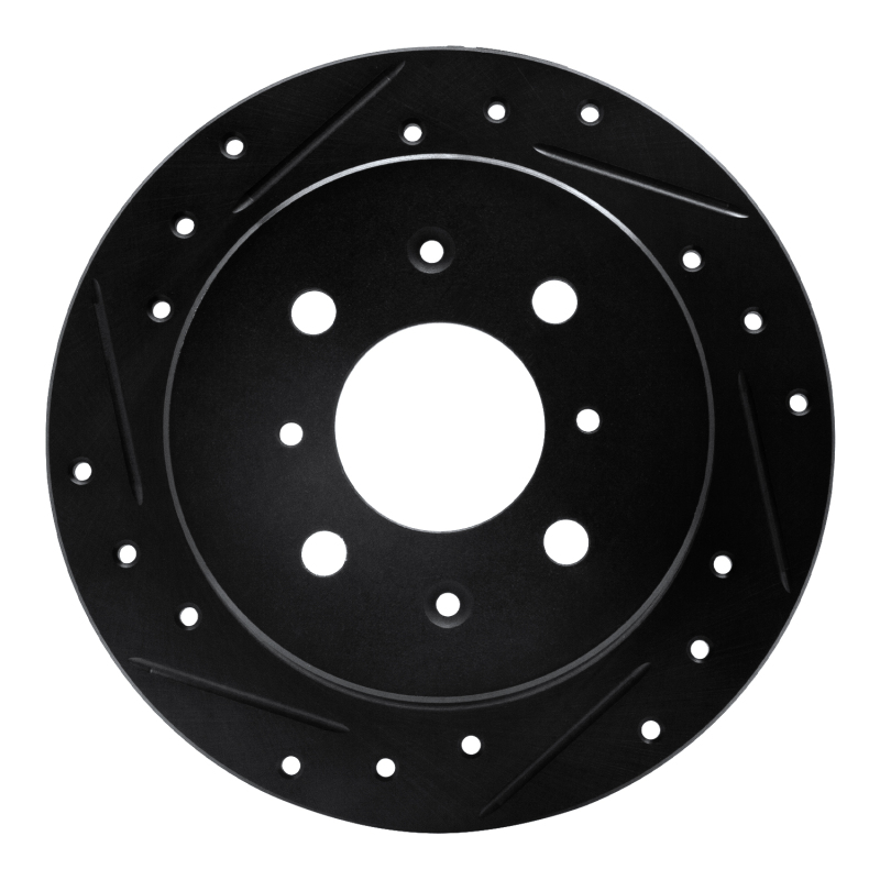 Acura Integra Brake Rotor (1) - Rear Left - R1 Concepts - Drilled & Slotted - Black - `88-`01